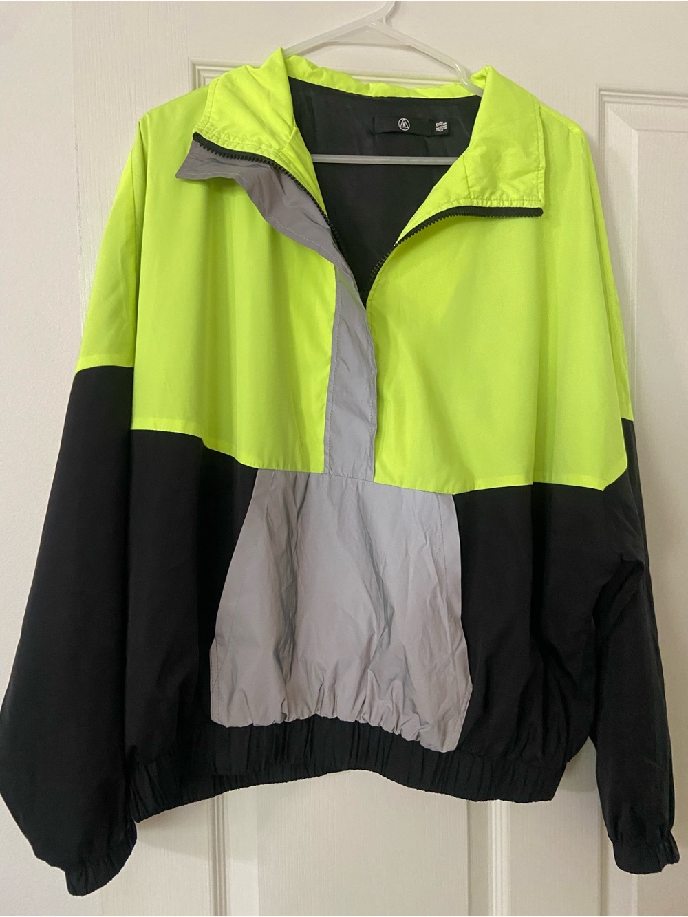 Missguided Neon Lime, Black & Gray Colorblock Bomber Jacket